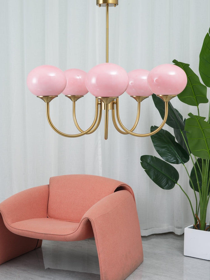 Eleganter Kronleuchter gold und Glas, moderne Wohnzimmerleuchte.