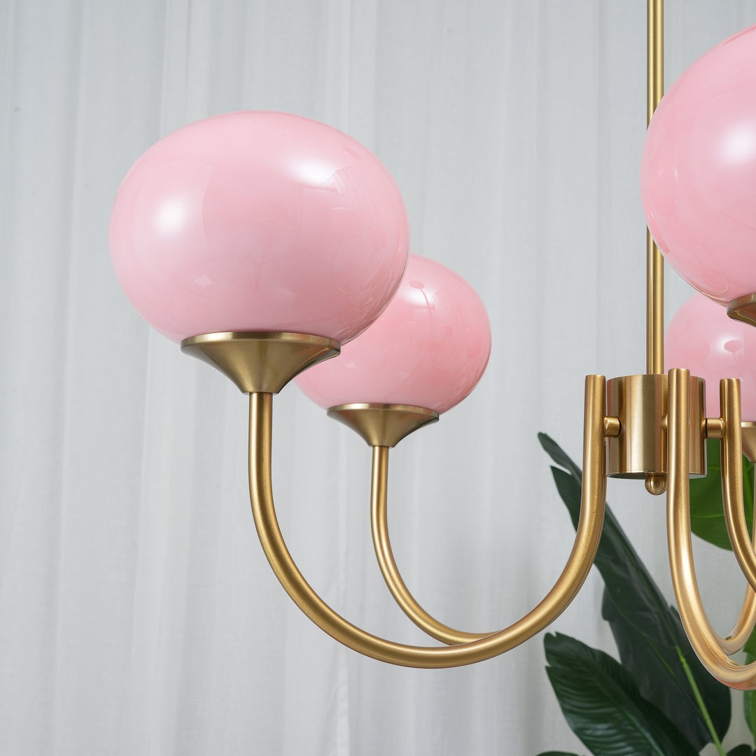 Innenbeleuchtung, Kronleuchter Glas & Gold, wohnliches Design.