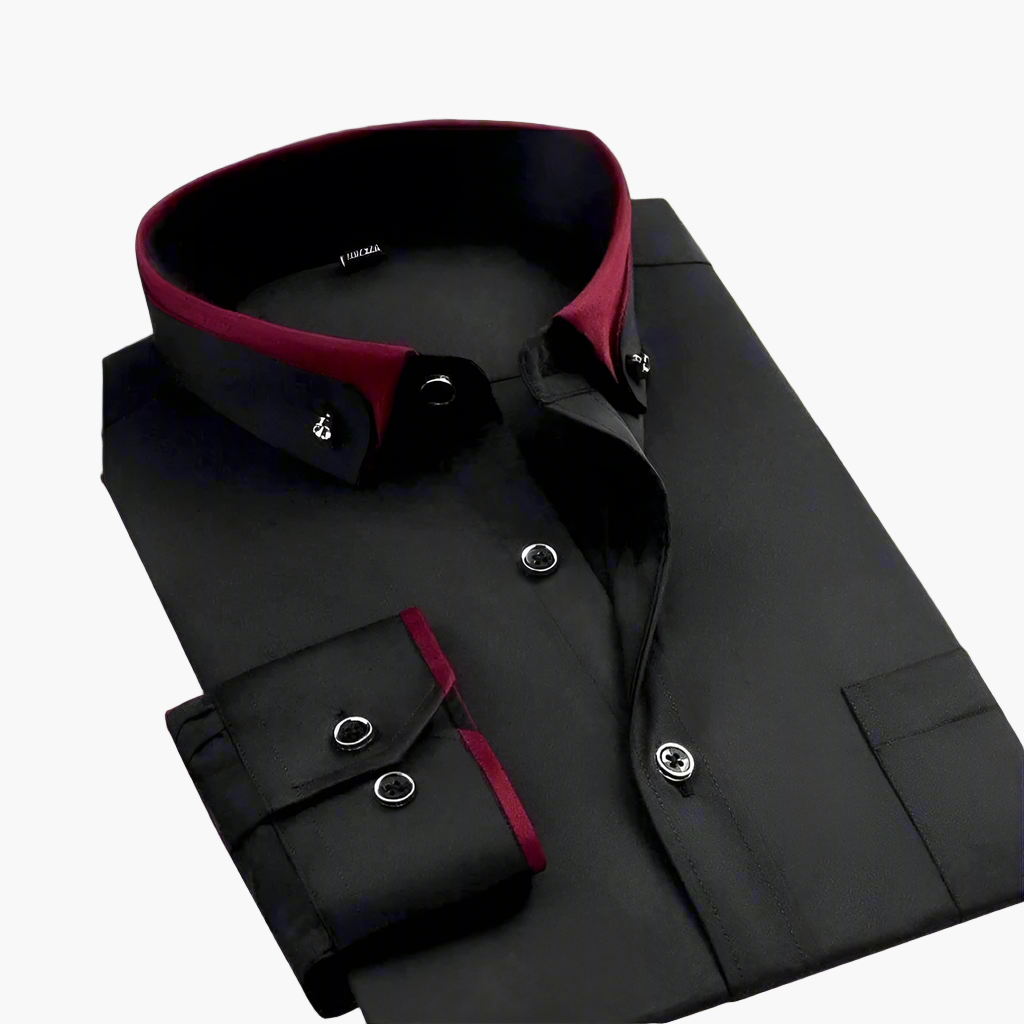 Elegant Herren Langarmhemd mit stilvollem Kontrastkragen, perfekt für Business & Freizeit.