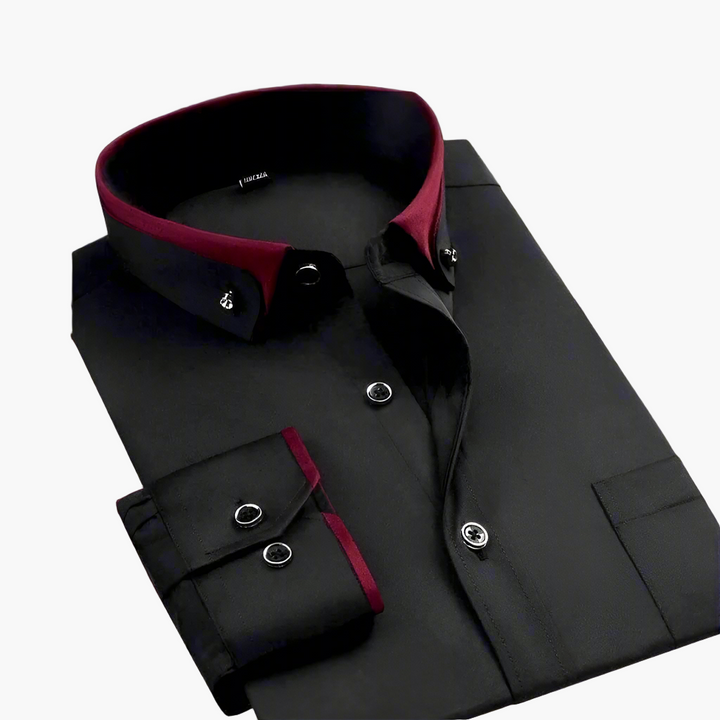 Elegant Herren Langarmhemd mit stilvollem Kontrastkragen, perfekt für Business & Freizeit.