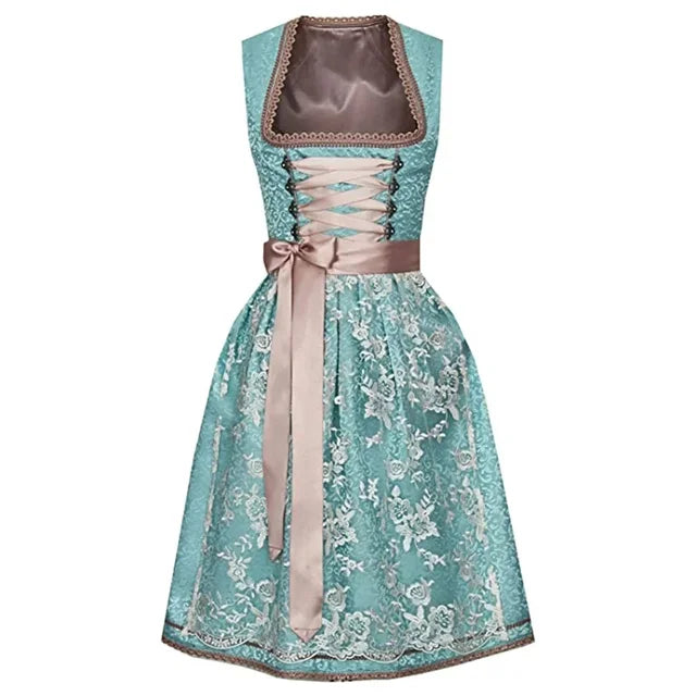 Wunderschönes Damen Dirndl im Komplettset für Oktoberfest, mit Schnürmieder & feiner Stickerei am Oberteil.