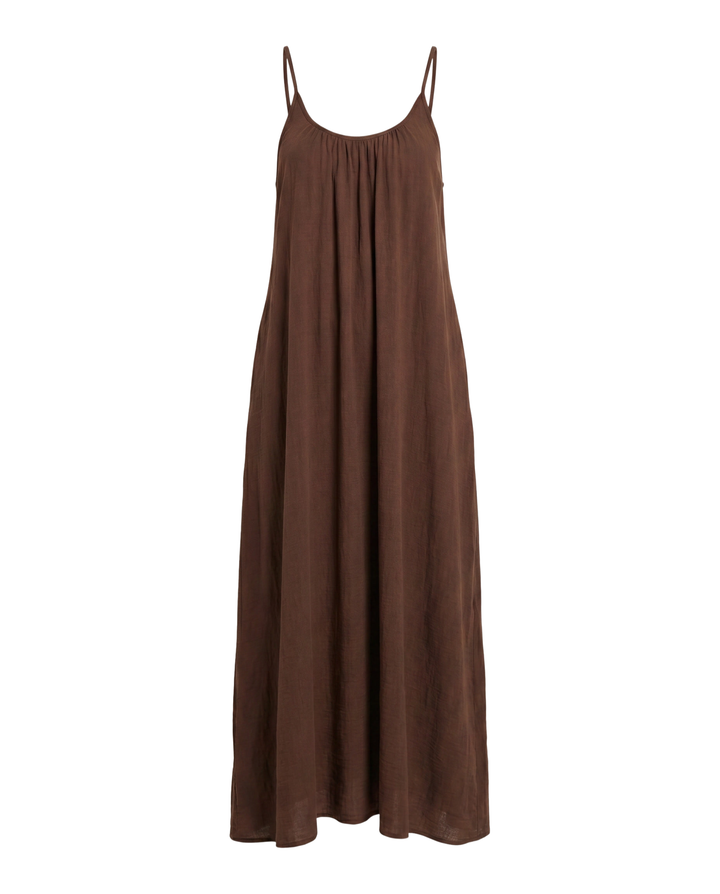Modisches Damen Träger-Maxikleid, rückenfrei, ideal als elegantes Sommerkleid oder Strandkleid.