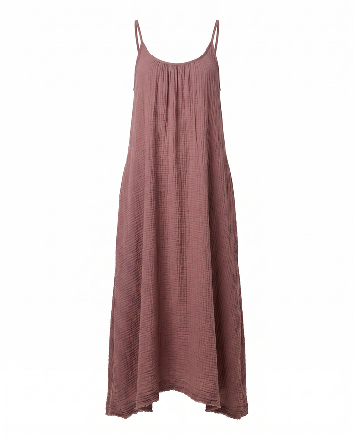 Langes, bequemes Damen Maxikleid, rückenfrei, perfekt für entspannte Abende und Freizeit im Sommer.
