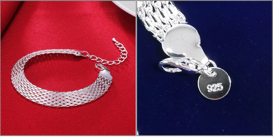 Geflochtenes Glücksbringer Silberarmband für Damen, 925er-Silber, modernes und bedeutungsvolles Geschenk.