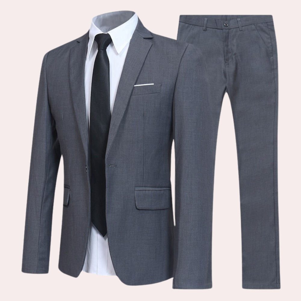 Stilvoller Herren Anzug Zweiteiler, ideal als Business- oder Hochzeitsanzug. Komplettes Sakko- und Hosenset.