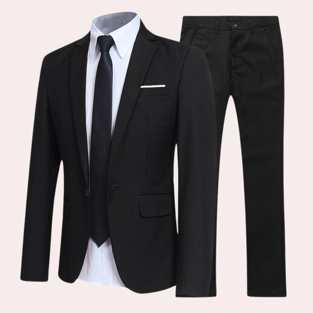 Eleganter Herren Zweiknopf Anzug Set für Frühling & Sommer. Klassisches Sakko und Hose für Business oder Feste.