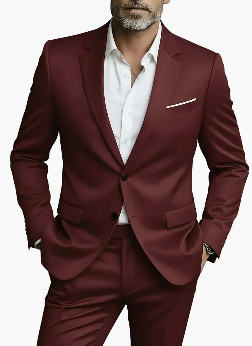 Eleganter Herren Slim Fit Anzug für Business und Abendmode, moderner Zwei-Teiler für stilvolle Anlässe.