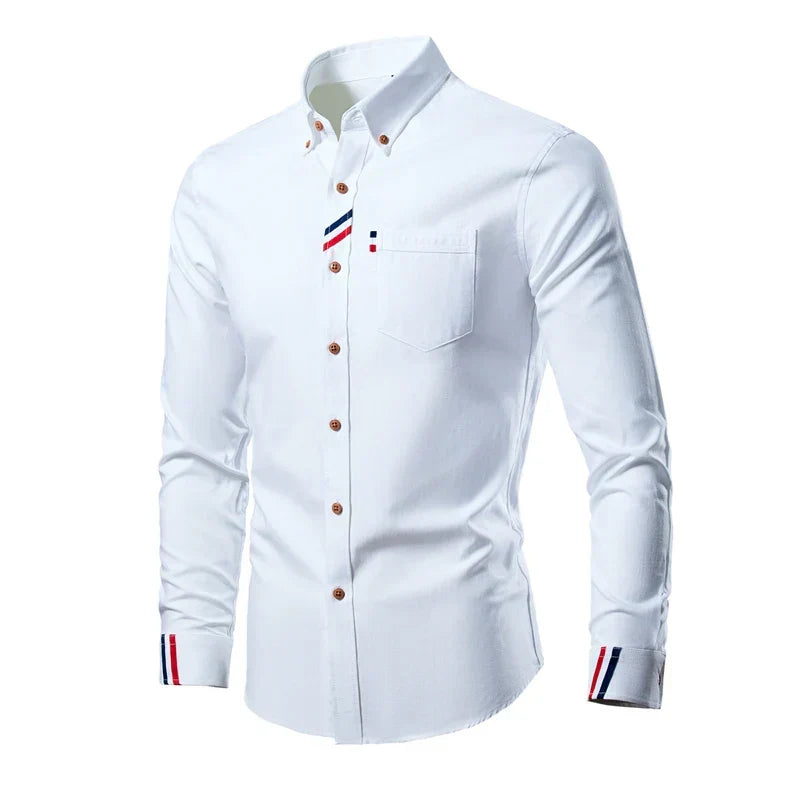 Elegantes Herren Langarmhemd für Frühling und Alltag; stilvolles Casual Business Oberteil für Herrenmode.