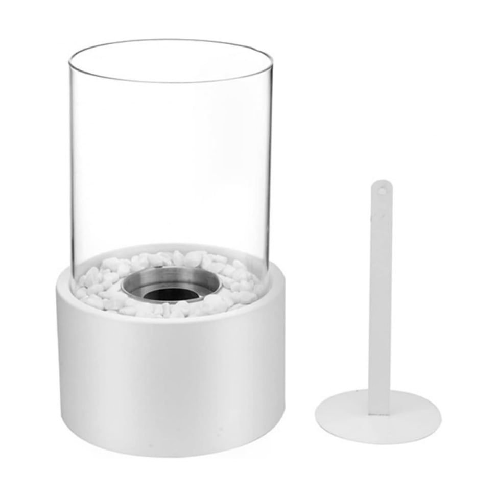 Geschenkidee: Moderne Dekolaterne HearthLume aus Metall & Glas, erzeugt stimmungsvolles Ambiente.