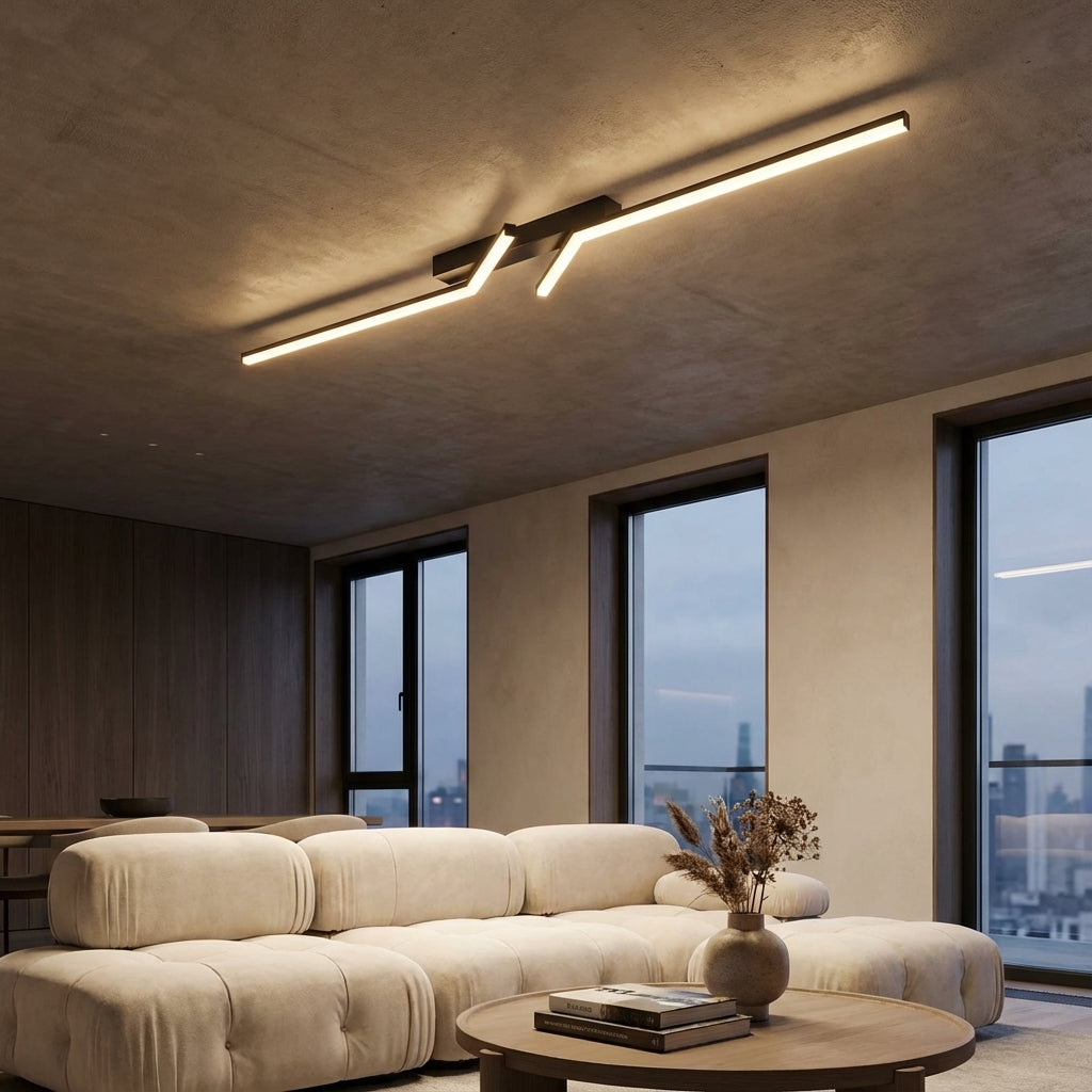 Elegante, moderne LED-Deckenleuchte Aerolite, linear und dimmbar für stilvolle Wohn- & Bürobeleuchtung.