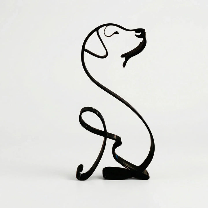 Moderne schwarze Hundesilhouette, minimalistische Tierfigur als stilvolle Ergänzung zum Heimdekor.