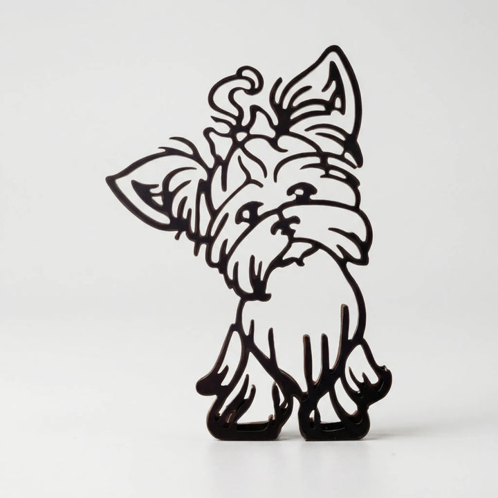 Edle minimalistische Tiersilhouette, schwarze Hundedeko, stilvolles Heimdekor mit klarem Design.