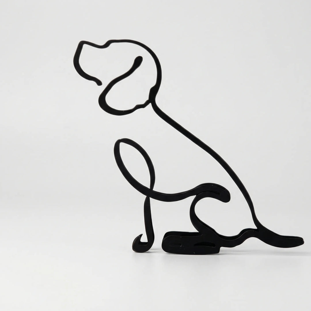 Schwarze Boxer Hundesilhouette, minimalistische Tierfigur, moderne Hundedeko und Heimdekorationsstück.