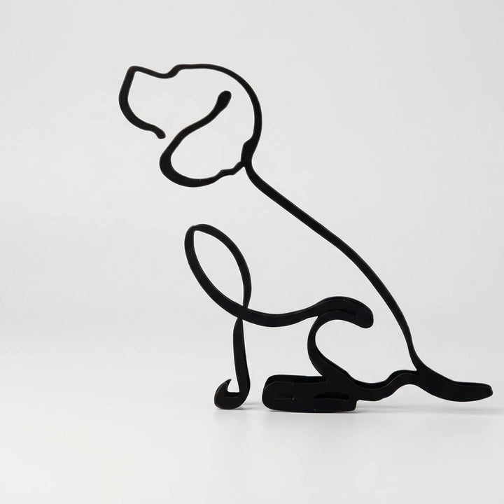 Schwarze Boxer Hundesilhouette, minimalistische Tierfigur, moderne Hundedeko und Heimdekorationsstück.