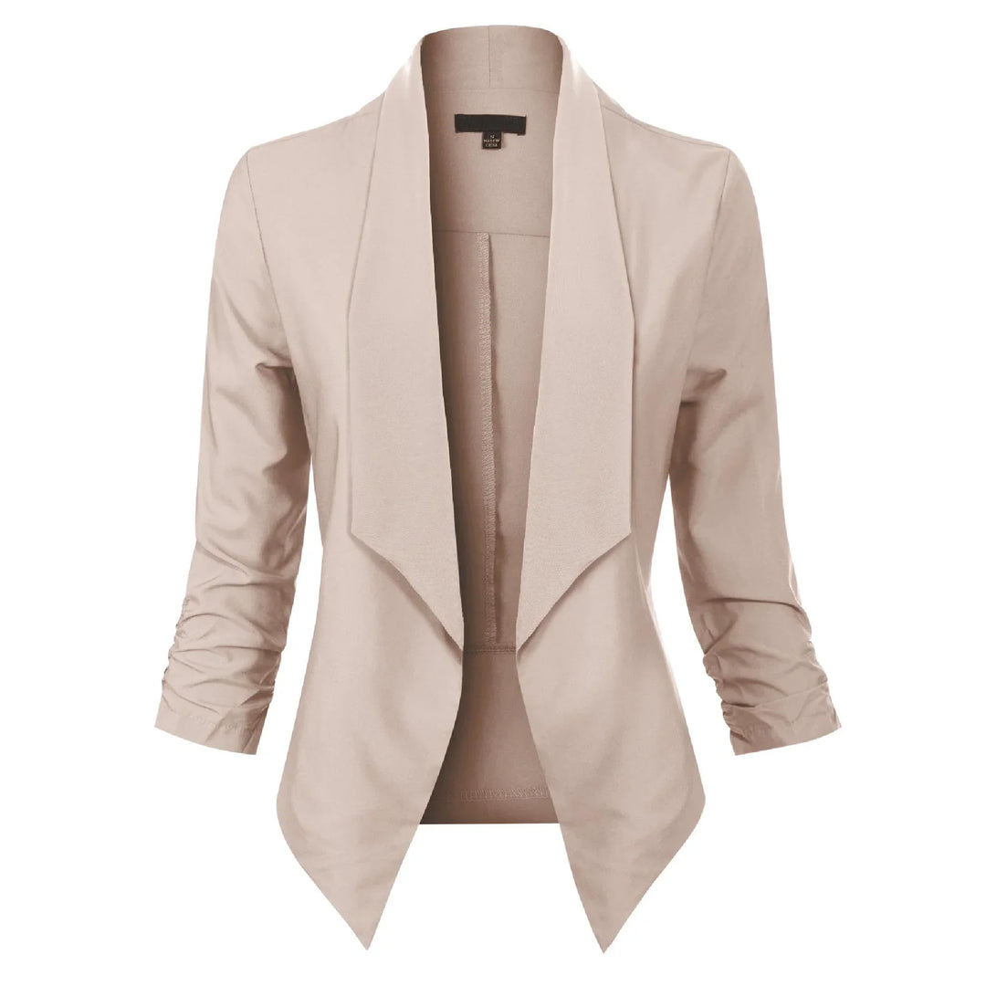 Anspruchsvoller Damen-Blazer, Langarm, offene Front, elegant für Business- und Abendgarderobe.