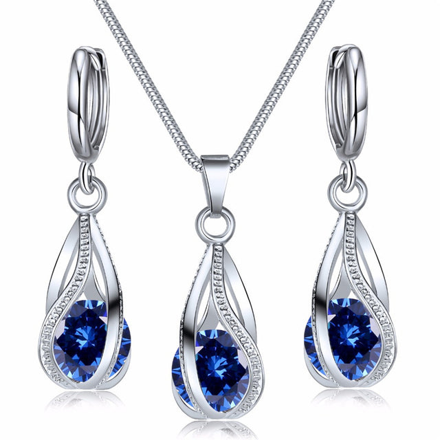 Damen Schneeflocken Halskette & Ohrringe Set aus Sterlingsilber mit Zirkon, elegant & festlich.