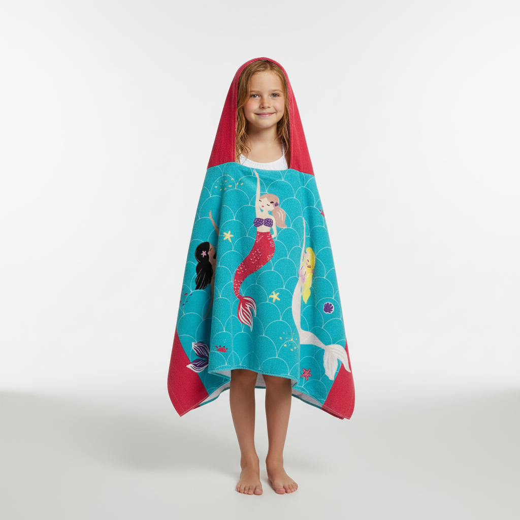 Farbenfrohes Kinder Kapuzenhandtuch mit Dino-Motiv, kuschelig weich und ein tolles Geschenk.