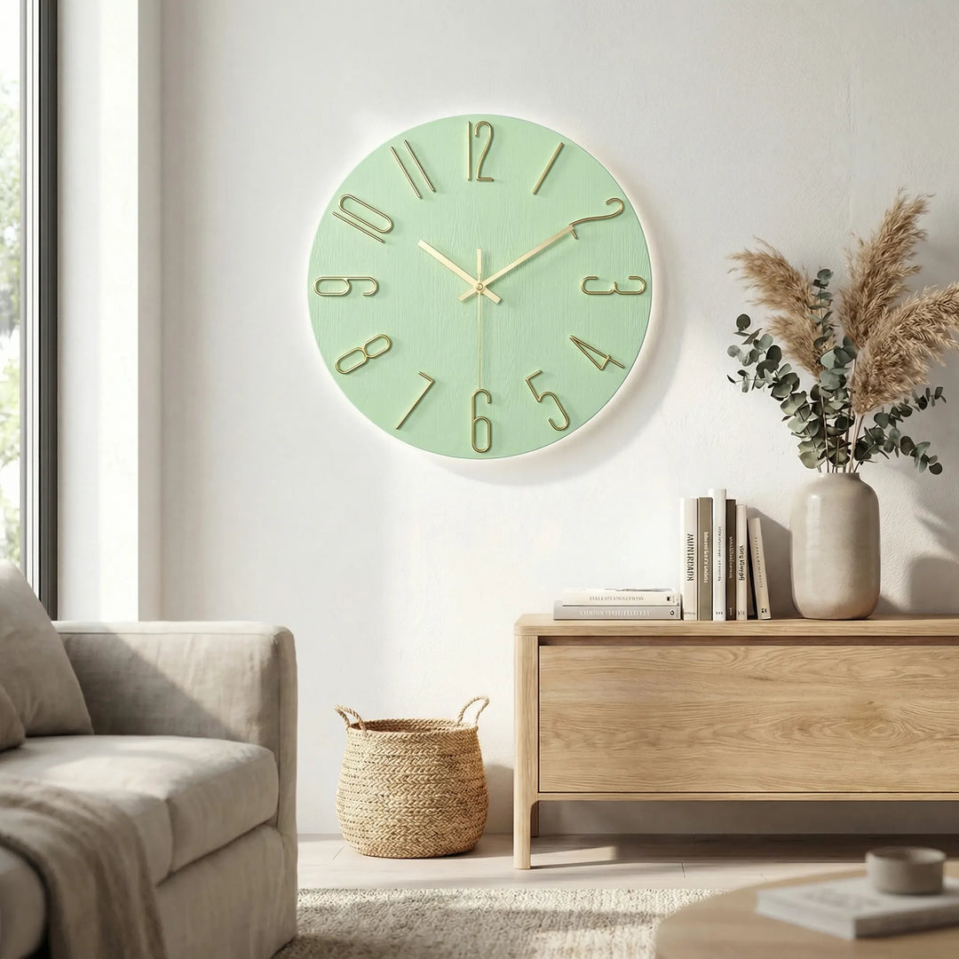 Hochwertige runde Wanduhr für eine moderne Wohnung, ein stilvolles und funktionelles Element.
