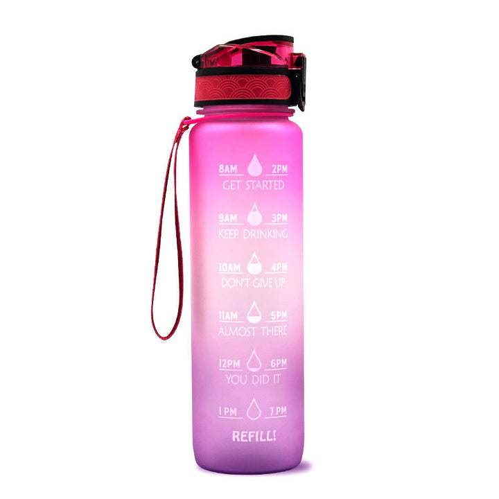 Wasserflasche 1L mit Zeitplan, fördert Hydration & Gesundheit im Alltag, ideal für Büro.