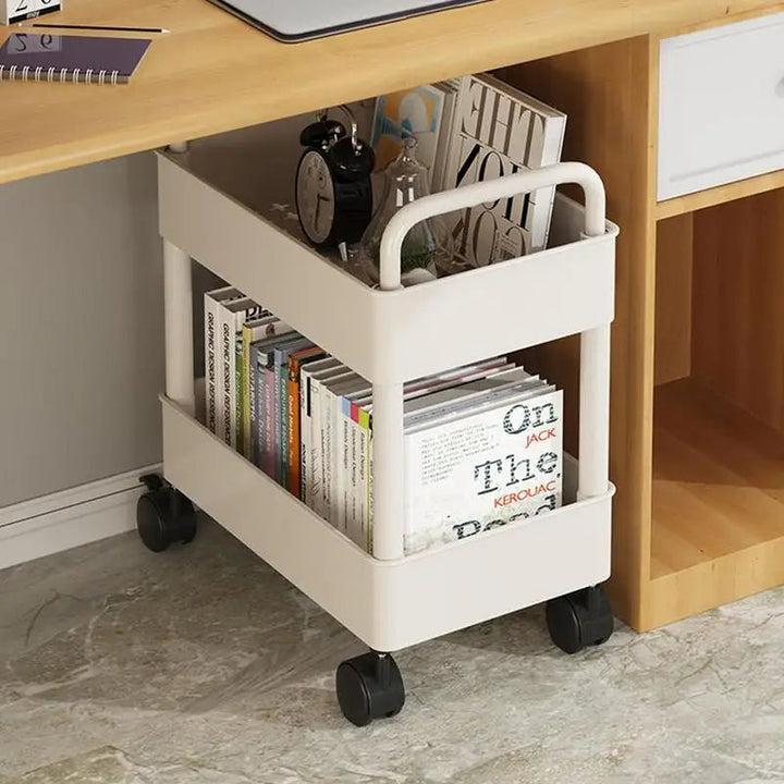 Mobiler Bücherregal-Trolley mit Rädern, flexibler Bücherwagen für Büro & Wohnzimmer. Ideal zur Aufbewahrung.