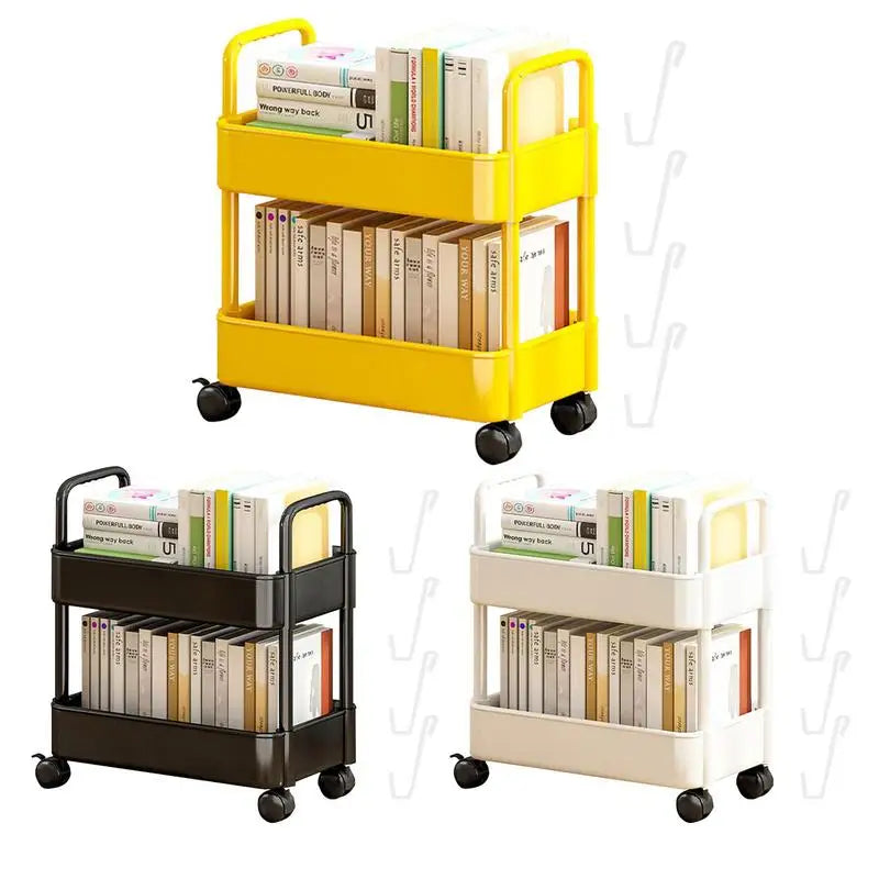 Modernes, mobiles Bücherregal auf Rollen, ideal für Arbeitszimmer, Kinderzimmer oder Wohnzimmer. Einfache Ablage.