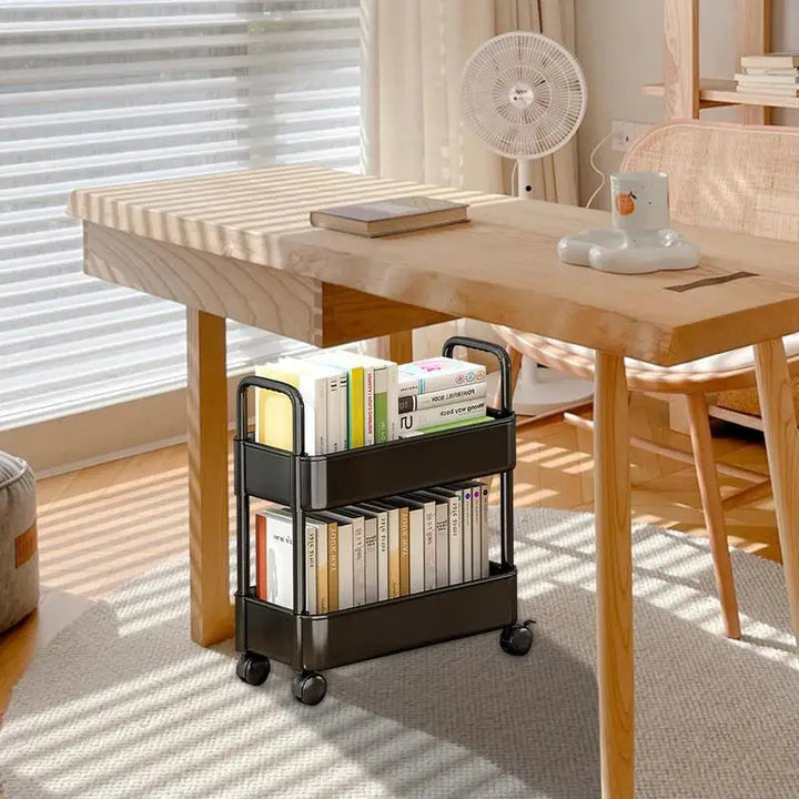 Flexibler Bücherwagen mit Rollen, vielseitiger Organizer für Bücher & Deko. Perfekt für Schlafzimmer & Büro.