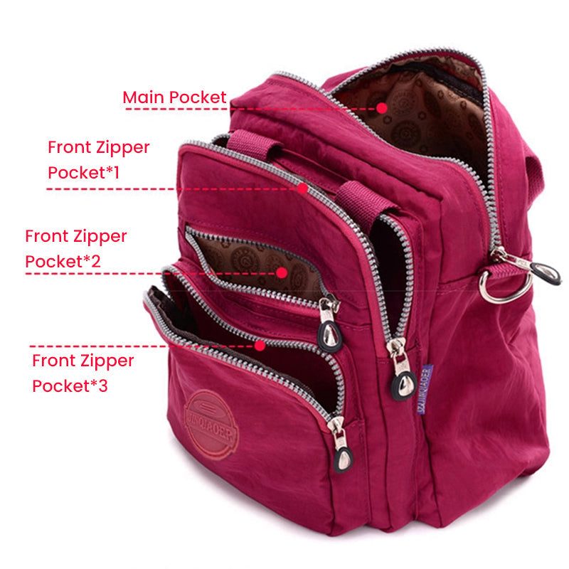 Praktische Reisetasche für Damen: Wasserfeste 3-in-1 FlexiBag als Umhängetasche, Rucksack oder Schultertasche.