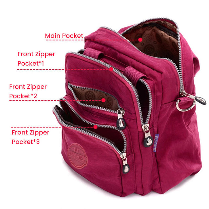 Praktische Reisetasche für Damen: Wasserfeste 3-in-1 FlexiBag als Umhängetasche, Rucksack oder Schultertasche.