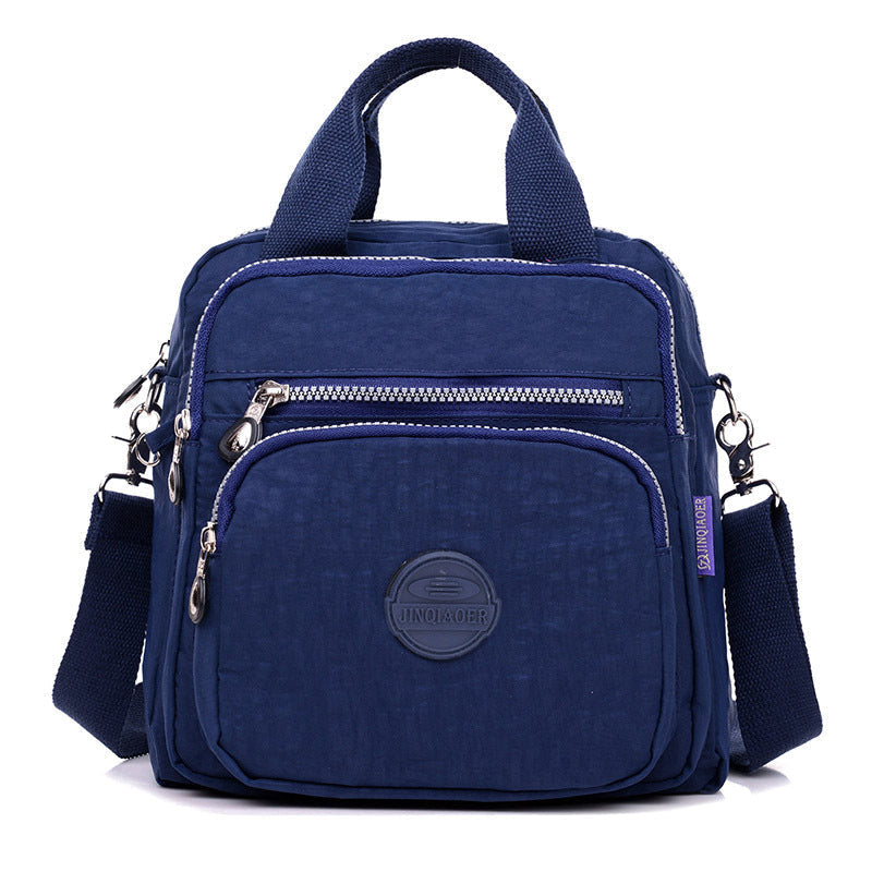 Trendige Damen Rucksack-Umhängetasche: Wasserfeste 3-in-1 Nylon Tasche, flexibel als Schultertasche nutzbar.