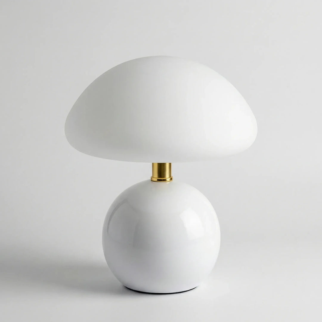Elegante Pilzlampe aus Keramik, als Tischlampe für dezentes LED-Stimmungslicht in Wohn- oder Schlafzimmer.