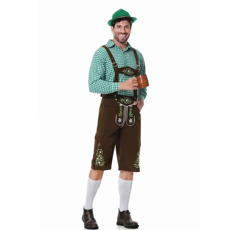 Klassisches rot-weiß kariertes Trachtenhemd, perfekt abgestimmt auf die Lederhose für Herren.
