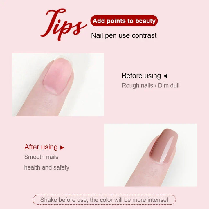 Detailansicht der Spitze eines Nagellack Stiftes. Ermöglicht präzise Nail Art und detaillierte Nageldesigns.
