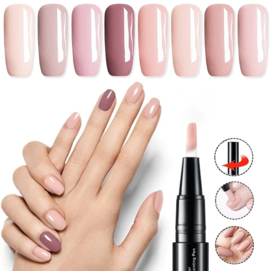 Ergebnisse: schön lackierte Nägel mit kreativen Designs durch Nagellack Stift. Geltextur & präzise Anwendung.