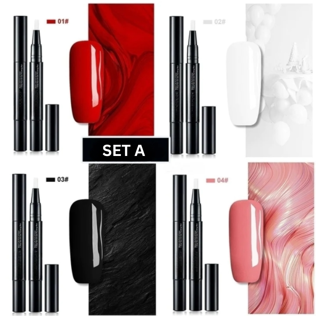 Nagellack Stift Set mit schnell trocknender Geltextur. Perfekt für präzise Nail Art & professionelle Nageldesigns.