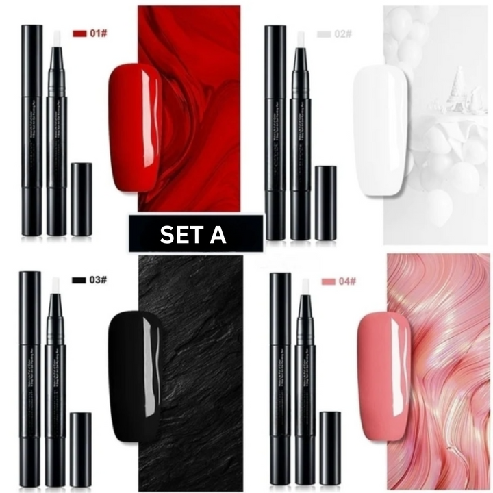 Nagellack Stift Set mit schnell trocknender Geltextur. Perfekt für präzise Nail Art & professionelle Nageldesigns.