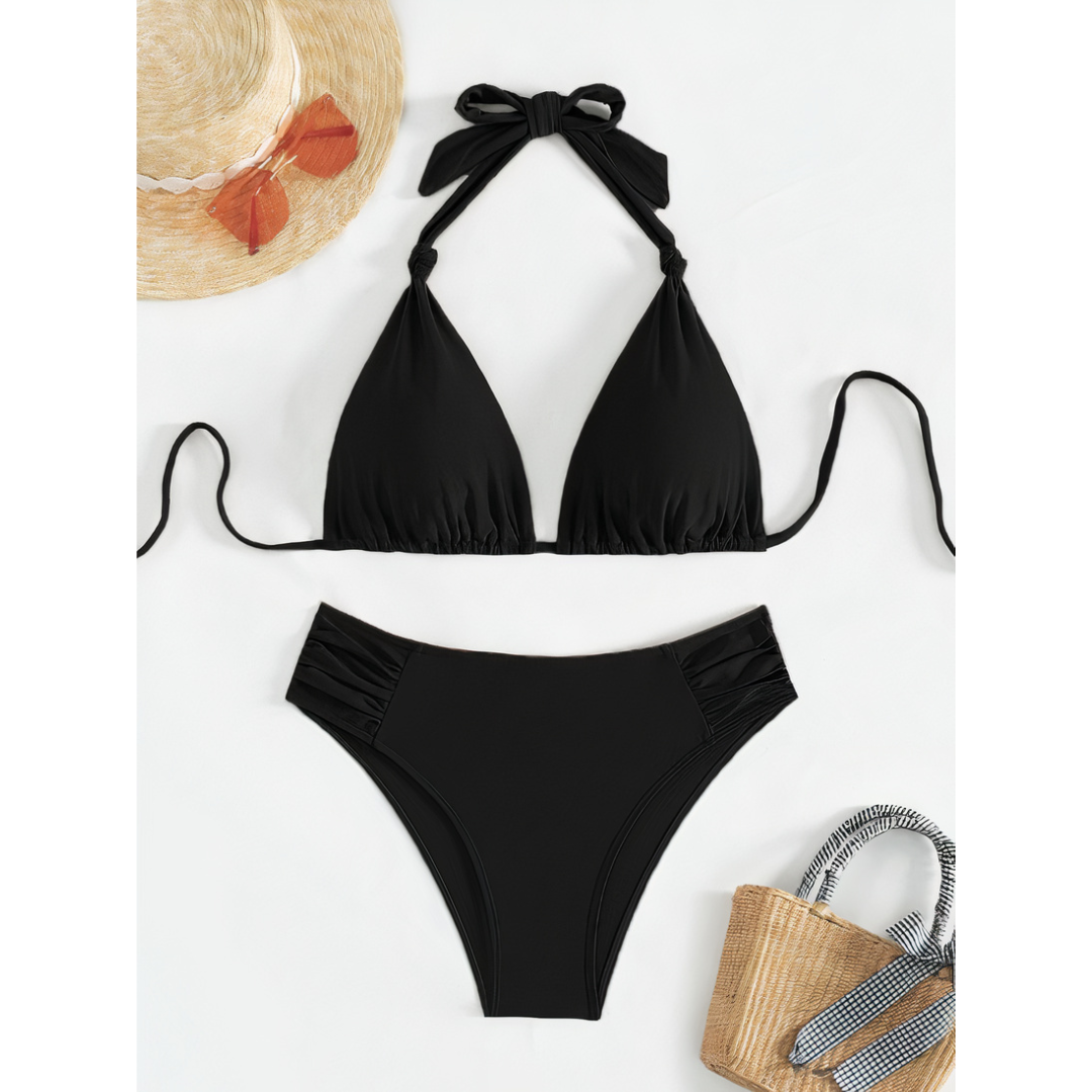Zeitloses Neckholder Bikini Set für Damen, perfekt für den Sommerurlaub.