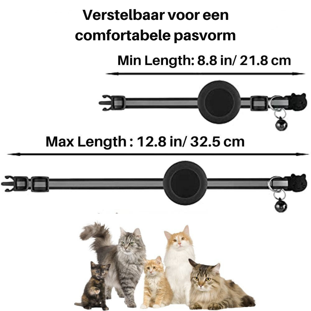 Hochwertiges Katzenhalsband mit GPS-Halterung und innovativem Sicherheitsverschluss für maximale Sicherheit.