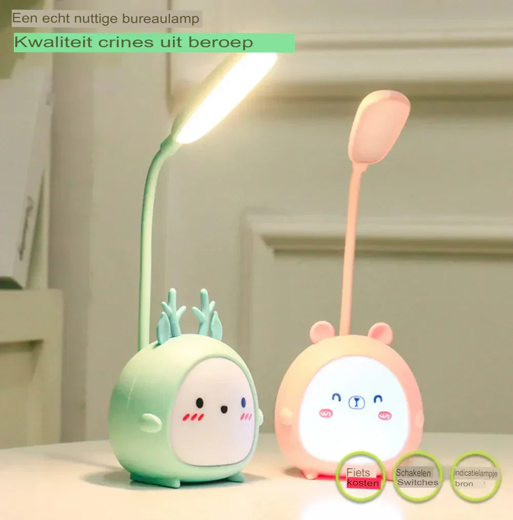 Augenschonendes Kinder LED Leselicht Hirsch. Flexible Schreibtischlampe mit Nachtlichtfunktion, ideal fürs Kinderzimmer.