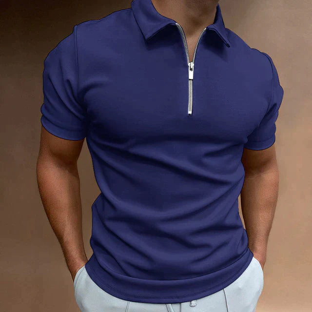 Elegantes Herren Reißverschluss Polo, kurzarm, für Frühling & Sommer, bequemer Freizeitstil.