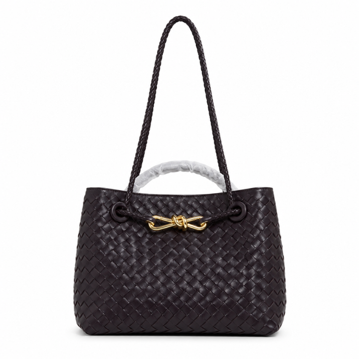 Elegante Damen-Flecht-Handtasche mit stilvoller Umhängefunktion & goldenen Details, perfekt für den Alltag.