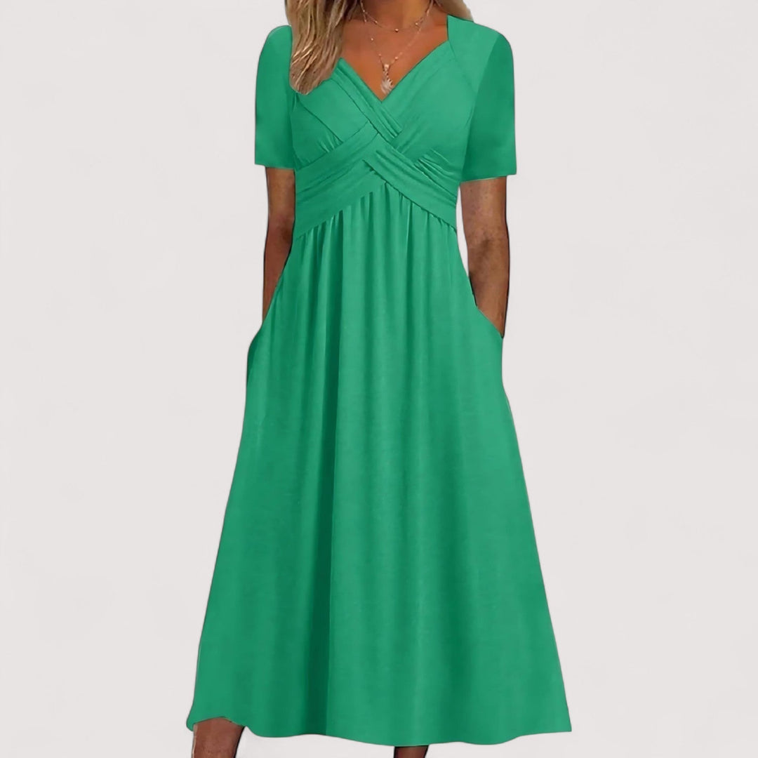 Vielseitiges Damen A-Linien Midikleid, elegant & bequem, geeignet als Freizeit- oder Businesskleid. Lockere Passform.