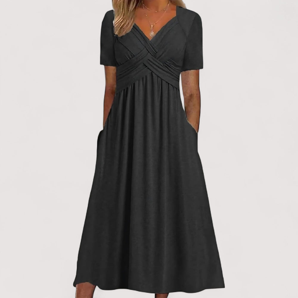 Bequemes Damen Sommerkleid im A-Linien Schnitt, als Freizeitkleid ideal. Modisches Midikleid mit lockerer Passform.