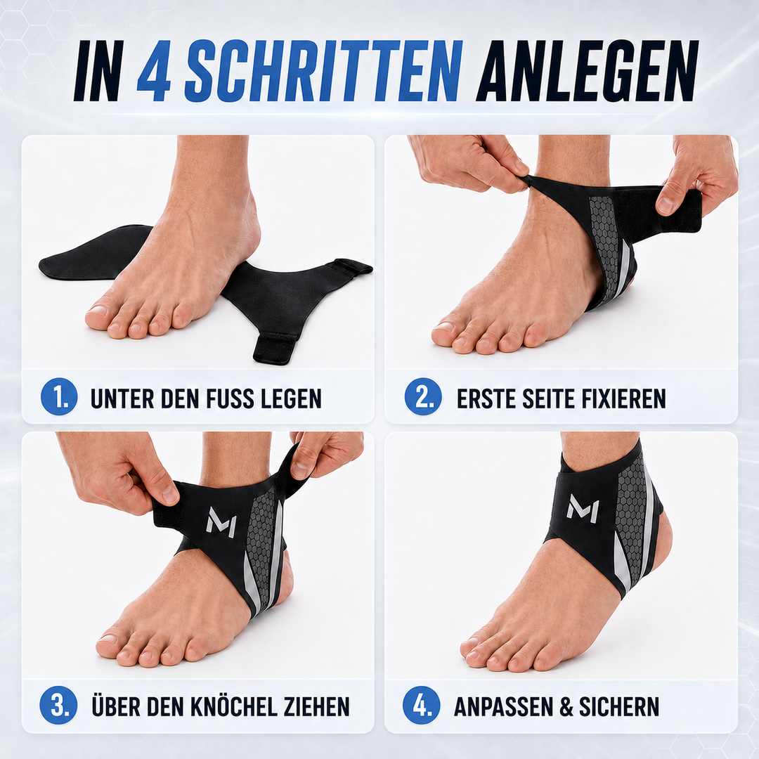 Maximale Stabilität für das Fußgelenk mit dieser verstellbaren Sportbandage für alle Sportarten.