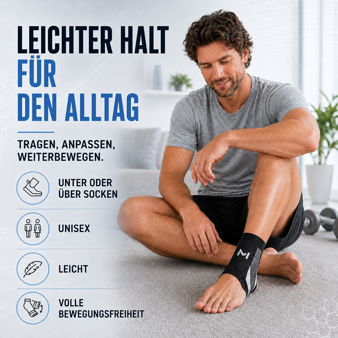 Effektiver Schutz für das Fußgelenk: verstellbare Knöchelstütze für Sport, Training und Alltag.