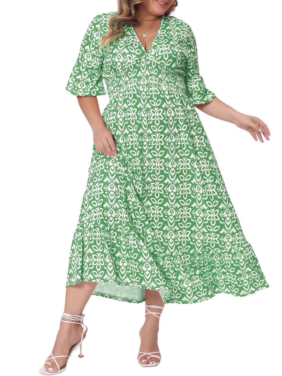 Modisches Damen Midikleid für jeden Anlass, mit ansprechendem Grafikprint und komfortabler A-Linie.