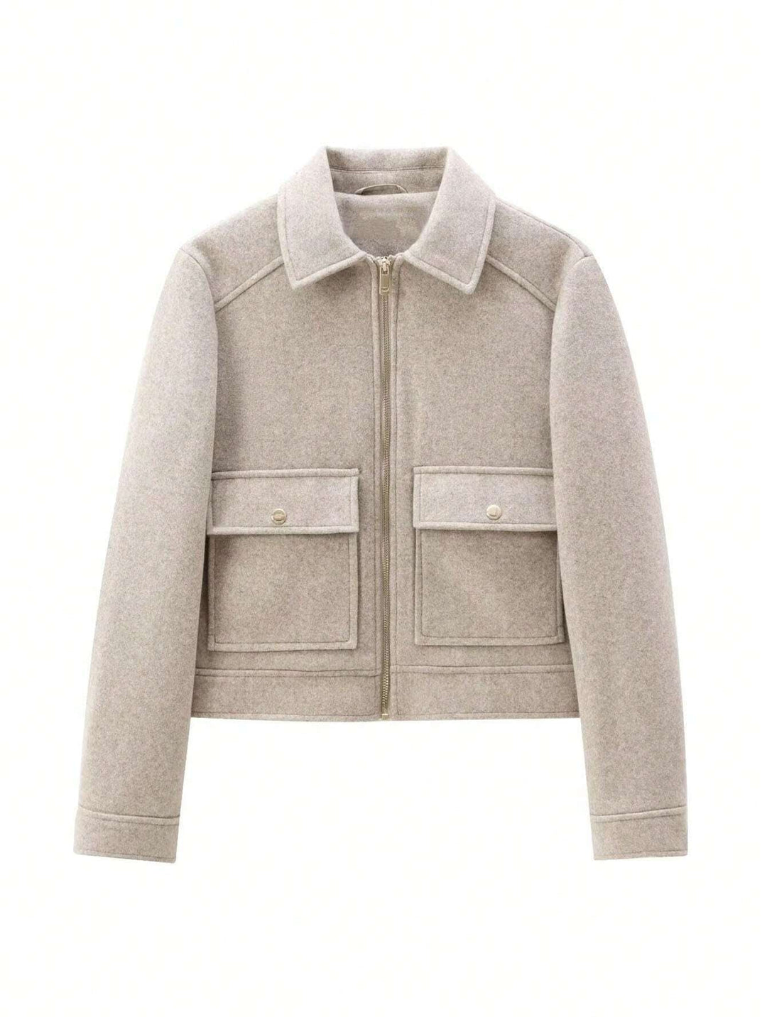 Moderne Damen Utility-Jacke Khaki, stilvoller Begleiter für den Alltag, kombiniert Mode & Funktionalität.