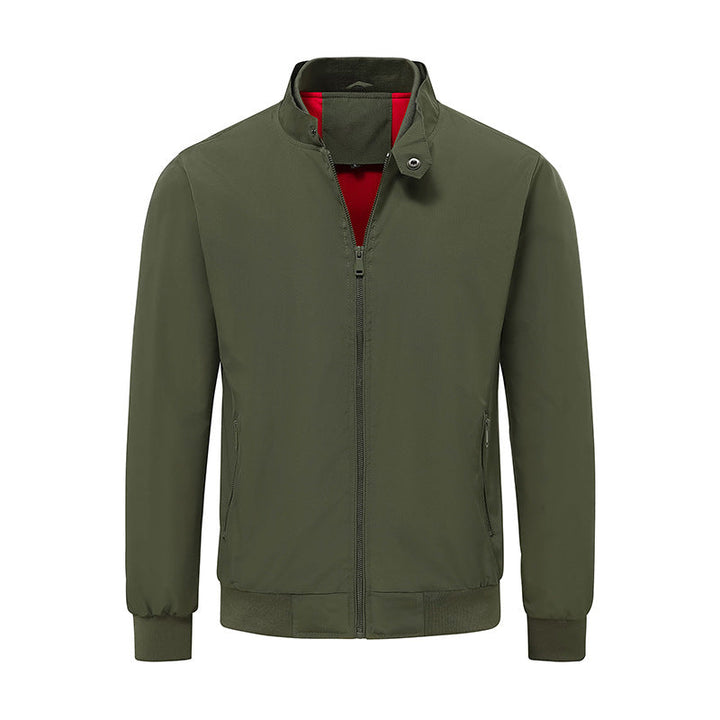Hochwertige leichte Herren-Übergangsjacke mit Reißverschluss und Stehkragen, perfekt für lässige Freizeit-Looks.