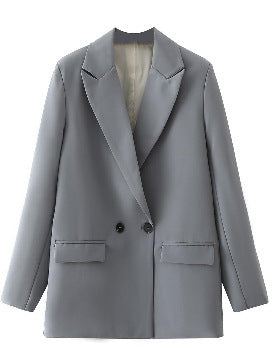 Stilvoller Damen Oversize Blazer mit Doppelreiher, vielseitig kombinierbar für Business, Freizeit & Büro.