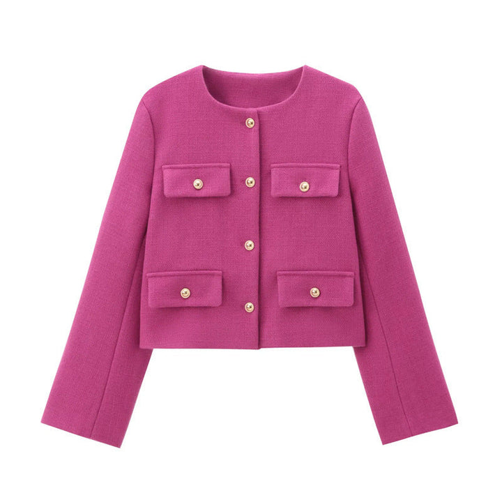Kurze Damenjacke mit Pattentaschen, modisch und bequem, ideal für die Freizeit und den Alltag.