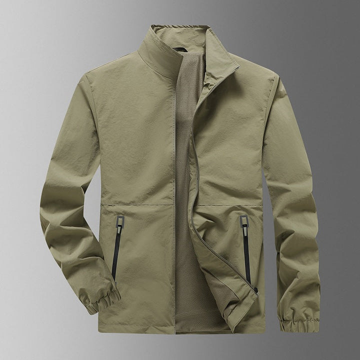 Hochwertige winddichte Herrenjacke für Frühling & Herbst, leichter Schutz gegen Wind, hoher Kragen, sportlich.